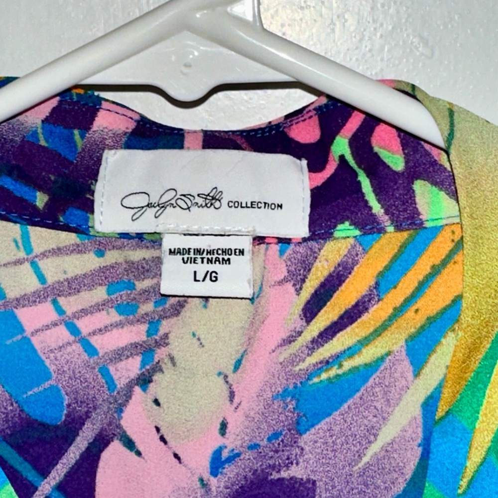 Jaclyn Smith Collection Tropical Sleeveless Blouse. Size L - Picture 4 of 6